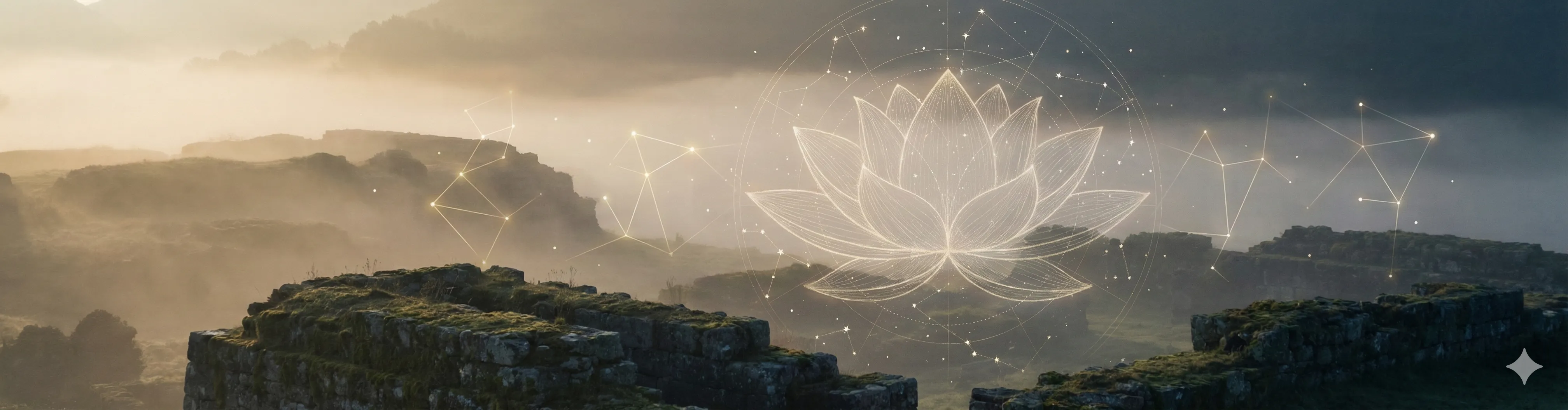 Abstract golden light and lotus imagery symbolizing the fusion of Heart Sutra wisdom and BaZi astrological structure