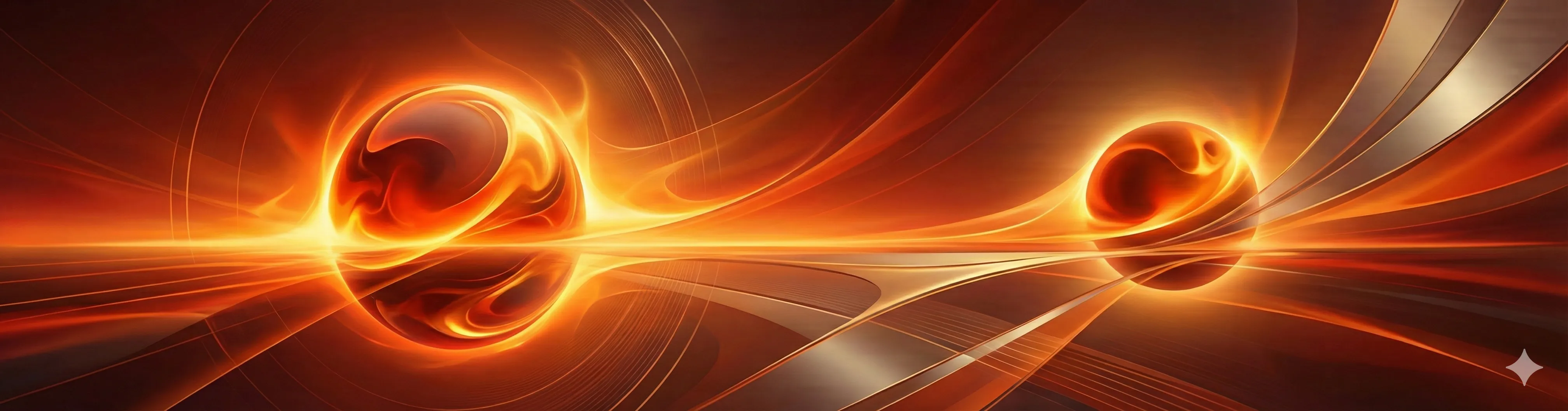 Abstract illustration for 2026 丙午 annual horoscope, featuring double sun motifs and intense fire imagery, symbolizing the power and challenges for 丙 Fire Day Masters.