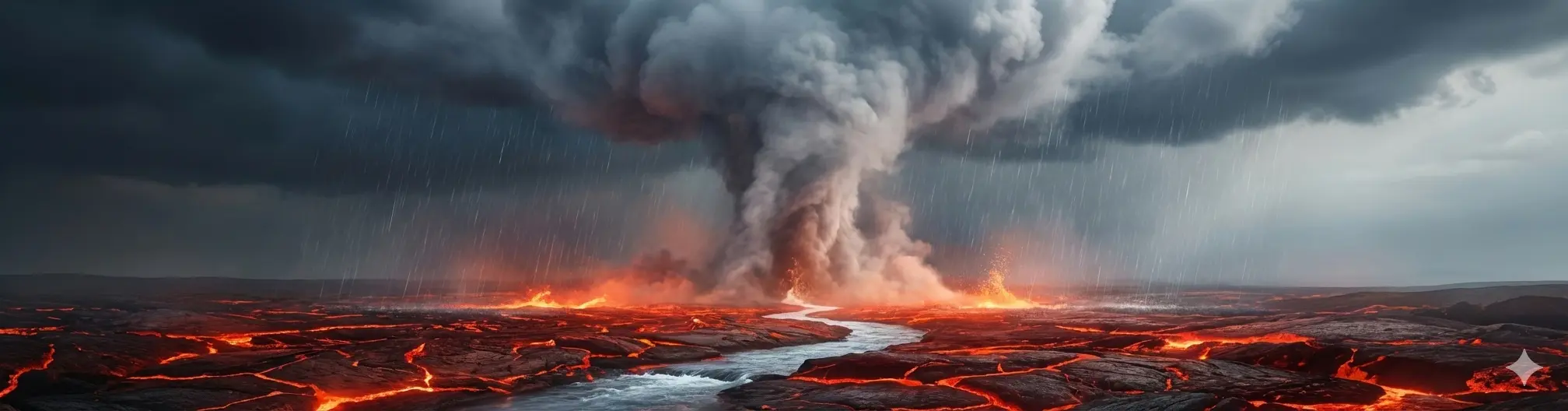 Steam rising from a hot, fiery ground to form a nourishing rain cloud, symbolizing the transformation of pressure into wealth and the cycle of 